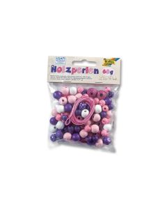 Folia Holzperlen Pink/Violett