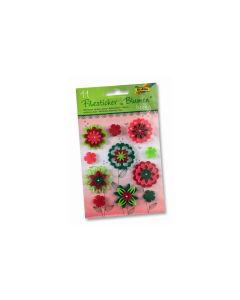 Folia Motivsticker Blumen Berry Grün/Rot  11 Stück