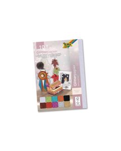Folia Glitzerkarton 24 x 34 cm, 170 g/m², 10 Blatt, Mehrfarbig