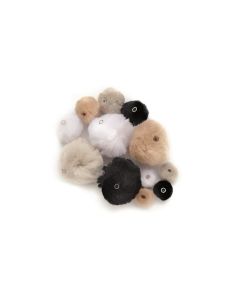 Glorex Pompon mit Öse, Schwarz/Weiss/Grau