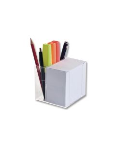 Folia Notizzettel-Dispenser mit Stiftehalter Transparent