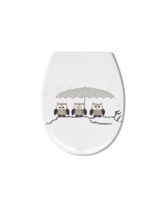 Kleine Wolke Toilettensitz Eulen mit Absenkautomatik, Weiss/Grau/Braun