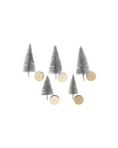 Creativ Company Weihnachtsbäume Silber, 5 Stück