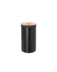 Brabantia Wäschesammler mit Korkdeckel, 60 Liter, Schwarz