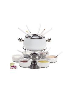 Nouvel Fleischfondue-Set Sarina 21 Teile, Silber/Weiss