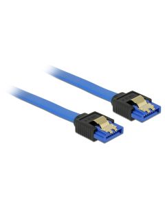 Delock SATA3-Kabel 50 cm blau, Metal-Clip