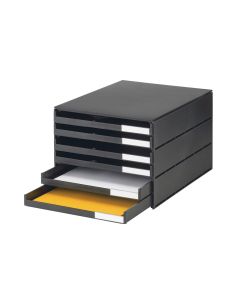 Styro Schubladenbox Styroval Pro Öko 6 Schubladen, Schwarz, offen
