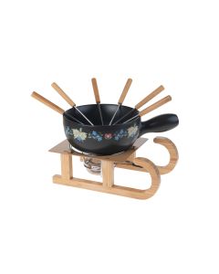 Nouvel Käsefondue-Set Schlitten 9 Teile, Schwarz