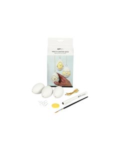 Creativ Company Bastelset Funny Easter Eggs 1 Stück, Weiss/Gelb/Schwarz