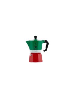 Bialetti Espressokocher Moka Express Italia 3 Tassen, Grün/Rot