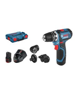 Bosch Professional Akku-Bohrschrauber GSR 12 V-15 FC Kit 2x 2.0 Ah + Aufsätze