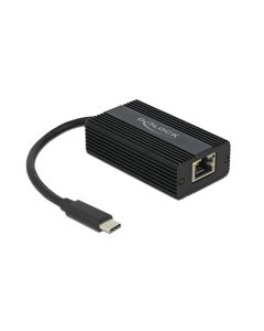 Delock Netzwerk-Adapter USB-C - RJ45 2,5Gbps, Schwarz, Metalgehäuse