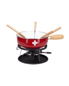 Nouvel Käsefondue-Set CH-Kreuz 9 Teile, Rot/Weiss