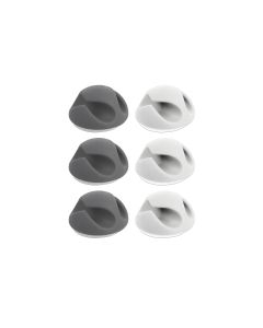 Delock Kabelhalter 6 mm, 2x3 Stück, weiss, grau, 2 Durchführungen