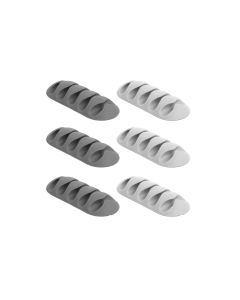 Delock Kabelhalter 2x3 Stück, weiss, grau, 5 Durchführungen 6 Stück