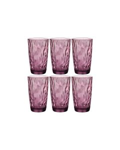 Bormioli Rocco Longdrinkglas Diamond 470 ml, 6 Stück, Violett