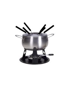 Nouvel Fleischfondue-Set CH-Kreuz 9 Teile, Schwarz/Silber