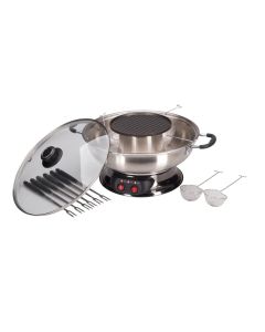 Nouvel Fleischfondue-Set Gourmet Pot 16 Teile, Silber