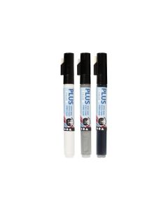 Creativ Company Acrylmarker Plus Color 3er Set, Schwarz; Weiss; Grau