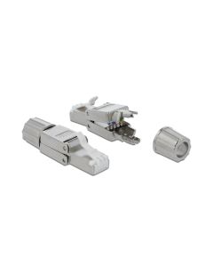 Delock Stecker RJ45 Cat.6A 1 Stück, Grau, geschirmt, werkzeugfrei