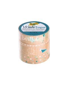 Folia Washi Tape Happy Birthday Kraftpapier, 4 Stück