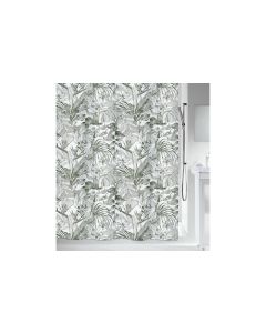 spirella Duschvorhang Tropic 180 x 200 cm Weiss; Dunkelgrün