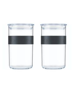 Bodum Vorratsglas Presso 2 Stück, 1 l, Schwarz/Transparent