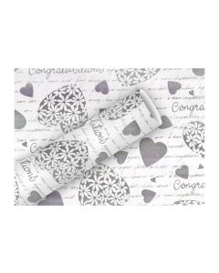 Braun + Company Geschenkpapier Elegant Heart Silber, 70 cm x 2 m