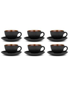 Bitz Kaffeetasse 240 ml, 6 Stück, Braun/Schwarz