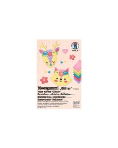 URSUS Moosgummi-Set Glitter Pastell selbstklebend, 10 Stück
