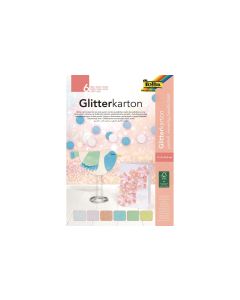 Folia Glitzerkarton Pastell 17.4 x 24.5 cm, 300 g/m², 6 Blatt