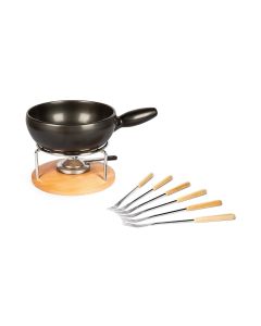 Stöckli Käsefondue-Set Säntis 9 Teile, Hellbraun/Schwarz