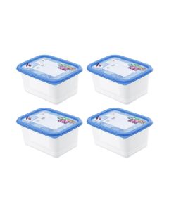 Rotho Vorratsbehälter Domino Dekor 4 Stück, 0.75 l, Transparent