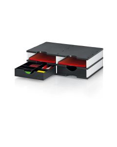 Styro Dokumentenablage styrodoc duo SET Schwarz, 4 Fächer