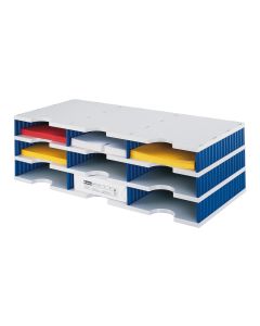 Styro Dokumentenablage styrodoc trio Standard, Blau, 9 Fächer