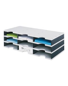 Styro Dokumentenablage styrodoc trio Standard, Grau, 9 Fächer