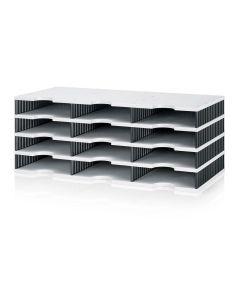 Styro Dokumentenablage styrodoc trio Standard, Grau, 12 Fächer