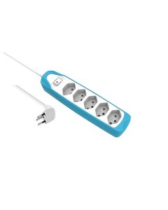Schönenberger Steckdosenleiste 5x T13 Weiss / Blau