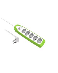 Schönenberger Steckdosenleiste 5x T13 Weiss / Grün
