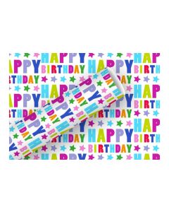Braun + Company Geschenkpapier Happy Birthday  Sterne, 70 cm x 1.5 m
