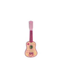 Bontempi Musikinstrument Holz-Gitarre 55 cm Pink Stickers
