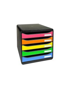 Biella Schubladenbox Big-Box Plus A4+ Schwarz glänzend/Mehrfarbig