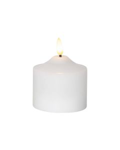 Star Trading LED-Kerze Pillar Flamme Ø 7.5 x 9.5 cm, Weiss